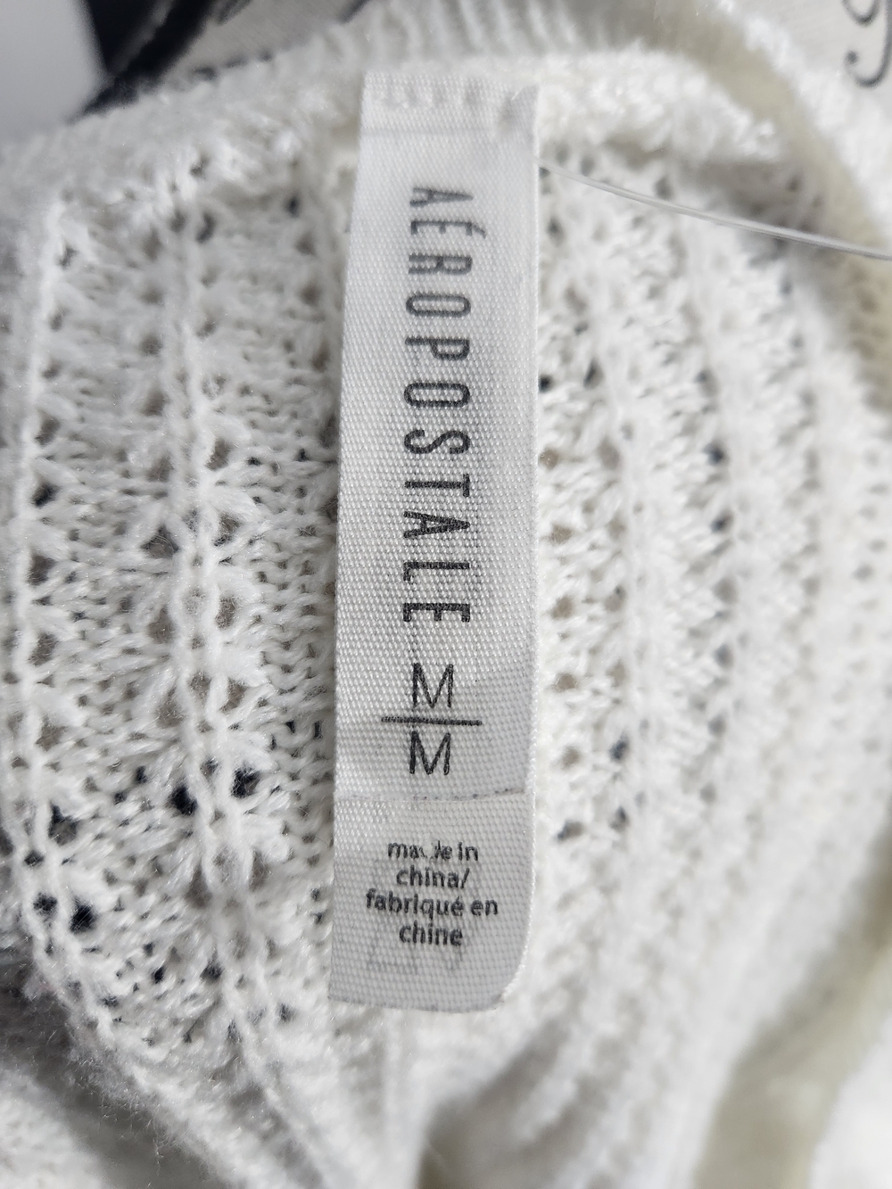 Aeropostale White V-Neck Open-Knit Sweater - Picture 4 of 5